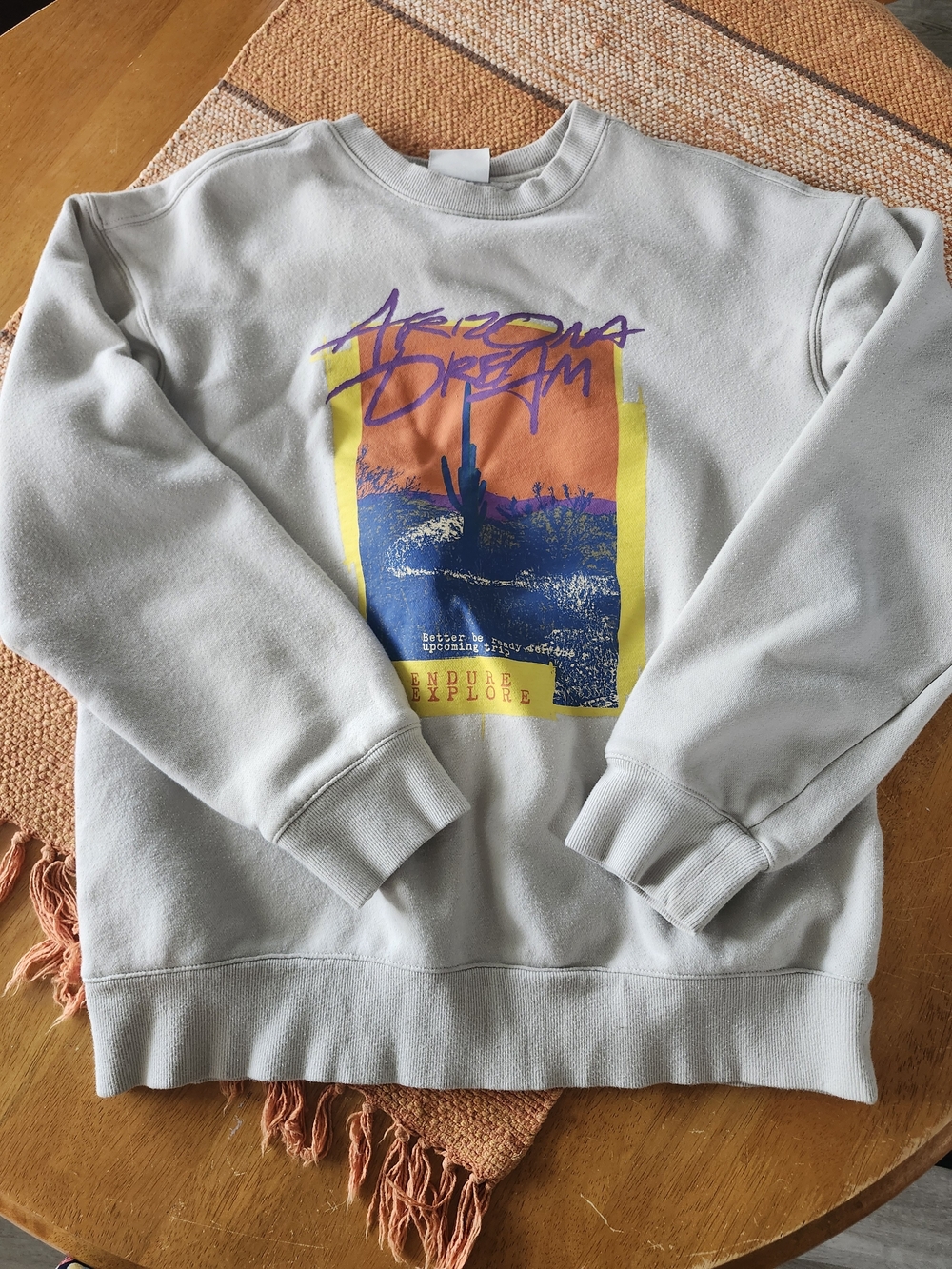 H&M Light Gray 'Arizona Dream' Graphic Crewneck Sweatshirt | Cotton Blend